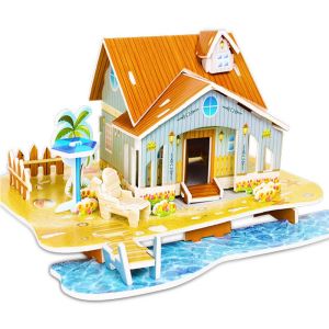 3D DIY Cartoon Castle House Puzzle Building Model Kit Handmade Assembly Early Learning Educational Toy Gift for Kids