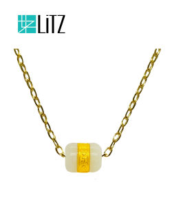 [SPECIAL] LITZ 999 (24K) Gold and Jade with 14K Gold Plated 925 Silver Chain 转运路路通项链 A2-N