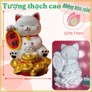 Tượng thạch cao Mèo thần tài M71 (Không kèm màu) Bé Tô Màu Tô Tượng