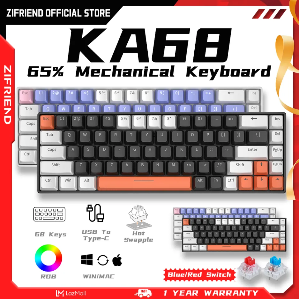 ZIFRIEND KA68 68Keys Mechanical Keyboard Wired Mini Gaming