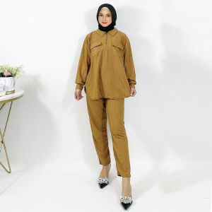 SETELAN DROP POLY KNITATASAN DAN CELANA KARGO CARGO GL FASHION BEST SELLER WANITA
