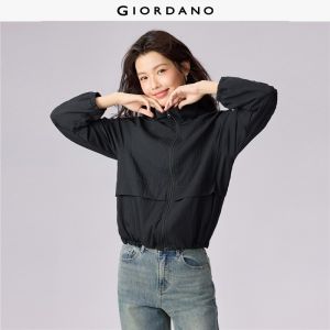 GIORDANO Women Jackets Stowaway Hood Windbreaker Stand Collar Raglan Sleeve Fashion Casual Loose Jackets 13375132