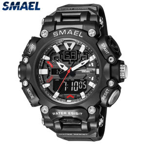 SMAEL Mens Watches 8053 Sports Top Brand LED Digtal Quartz Waterproof Calendar Light Stopwatch Men Creative Unique Design Watch