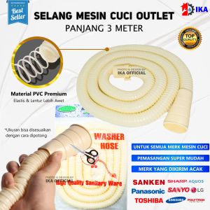 Selang mesin cuci OUTLET 3m / PEMBUANGAN AIR KOTOR DARI MESIN CUCI / lentur panjang bagus-1PCS