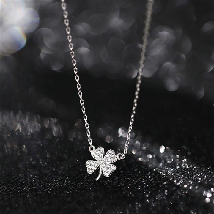 BUJIG Bốn lá cỏ ba lá may mắn lá Áo len chokers Vòng cổ pha lê zircon ...
