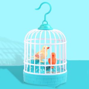 HAF0083 Parrot Cage Electric Bird Cage Toy Sound Control Realistic Voice Simulation Bird Cage Creative Luminous Talking Electric Bird Kids Toy