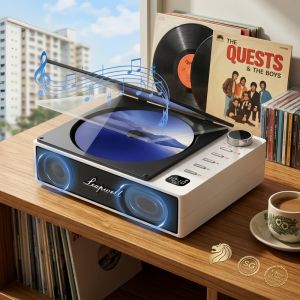 Desktop Bluetooth CD Player Built-in Dual HiFi Stereo Speaker Transparent Cover Disc Music Player Home Audio Gift