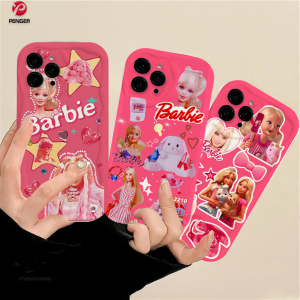 PENGER Casing hp iPhone 11 iPhone 12 iPhone 14 iPhone 13 iPhone 12 Pro Max XR 7Plus iPhone 15 Pro Max X XS Max 6s 7 8 6 Plus SE 2020 Kartun Princess Barbie Rose Boneka Kelinci Merah Soft Tpu Case
