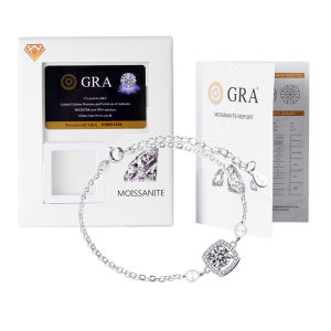 LOVETIA S925 1CT Sterling Silver Gula Batu Gelang Perhiasan Wanita Fashion Perhiasan Moissanite XRZ004