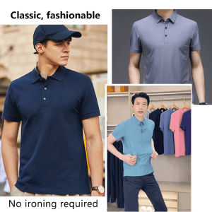 ❤️Hot Sale❤️Mens summer POLO Short-sleeved Mens Business Solid Colour Formal POLO Ice Silk T-shirt Mens Casual Quick-drying Short-sleeved男士POLO冰丝T恤衫
