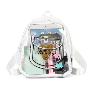 THREADJOY Korean Style Transparent Backpack PVC Large Capacity Fashion Jelly Bag Casual Crossbody Lady