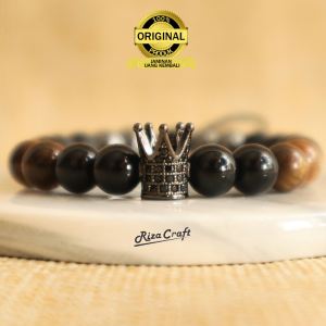 Gelang Pria Wanita Keren Bau Kristal Akik Alam Onyx Hitam Lava Hematite Magnetik Tiger Eye ASLI Natural SULTAN BRACELET
