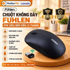 Chuột Không Dây Fuhlen Dùng Cho Máy Tính Pin Siêu Bền Bảo Hành 12 Tháng/ 1 năm