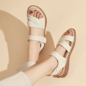 Free Shipping Soft Leather Soft Sole New Summer Style Flat Low-Heeled Comfortable Fashionable Versatile And Suitable For Wearing Outdoors – Women’S Sandals Perfect For Moms