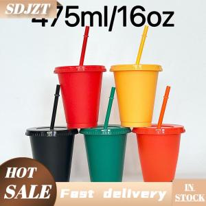 SDJZT 1 cái tái sử dụng rơm uống cup cá nhân Flash bột chai nước nhựa bền Tumblers với ống hút nắp