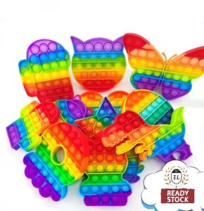 Pop It Rainbow Unicorn Silicone Push Bubble Fidget Toy Mainan Budak