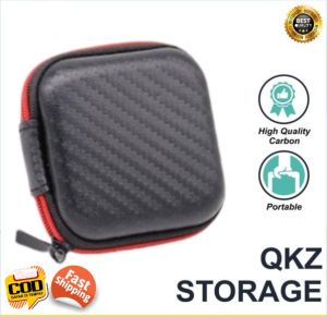 Earphone IEM Earpods TWS Storage Hard Case QKZ Motif Carbon Fiber Tas Bag Pouch Bahan Premium