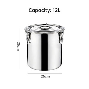 Nipiin Large Capacity Rice Storage Pail 304 Stainless Steel Original Airtight Moisture Insect Proof 12L 18L 33L