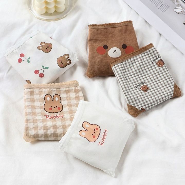 YDIHD Breathable Japanese Lingeries Printing Mid-waist Cotton Crotch ...