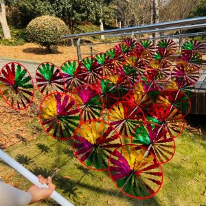 NEXTYOO 8pcs/set 30cm 10 mét Cối xay gió dây lấp lánh Nhựa Màu sắc cầu vồng Cối xay gió màu sắc Làm thủ công Cây quạt trang trí DIY ngoài trời Sân và vườn