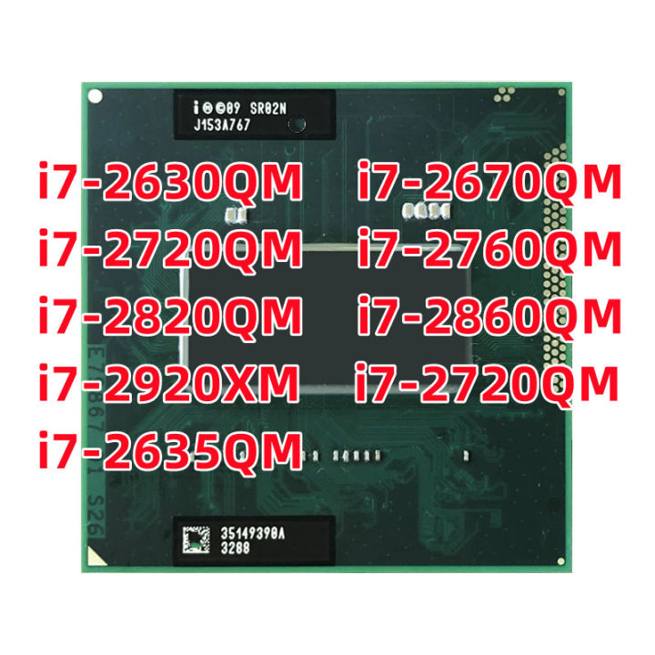Core i7 2630QM 2670QM 2720QM 2760QM 2820QM 2860QM