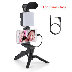 Video Making Kit AY-49 Making Vlog Tripod Kit with Microphone LED Light for Studio Live Streaming Youtube