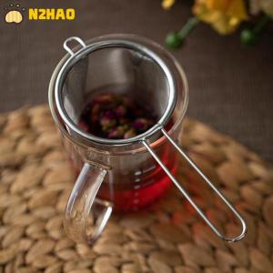 【N2HAO】 Stainless Steel Tea Infuser Reusable Tea Leak Filter Teapot Strainer Single Ear Shape Coffee Herb Spice Diffuser With Handle