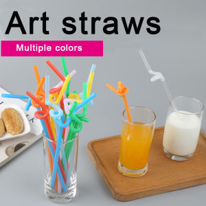100pcs/50pcs Disposable Red Orange Yellow Green Pink Blue Purple Bendable Plastic Straw