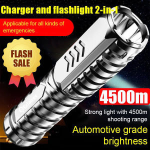 [Charger Flashlight 2-In-1] Multifunctional Rechargeable Flashlight/Strong Light 4500m Shotting Range Automotive Grade Brightness For Emerhencies/Stromproof Waterproof Lightweight Portable