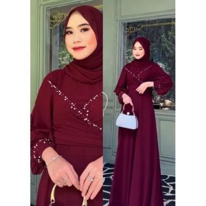 Rafifah Gaun Dress Pesta Bridesmaid Baju Gamis Kondangan Elegan Pres Body Wanita Dewasa Terbaru 2024