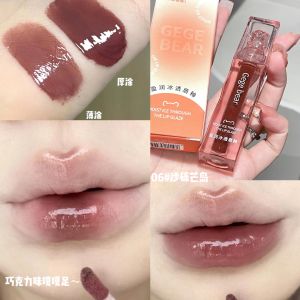 Gege bear lip cream Yingrun ice tembus lip glaze water light mirror glass lipstick pelembab dan tidak mudah menempel cup lip gloss lipstik