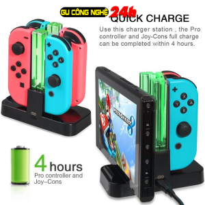 Dock Sạc 4 Trong 1 Với Đèn Báo Hiệu Cho Nintendo Switch Bộ Điều Khiển Sạc Tay Cầm Chơi Game -Dc3816