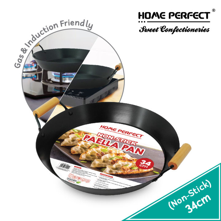 HOME PERFECT 30/34cm NonStick Induction Fast Heat Paella Hot Pot Pan W