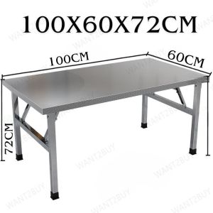 UMI Stainless Steel Square Folding Foldable Banquet Table Dining Computer Study Desk Empat Segi Meja Makan Dapur Lipat 折叠桌子
