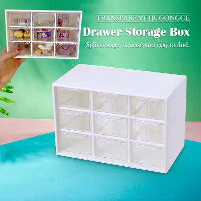 9 Lattice Mini Drawer Cosmetic Jewelry Storage Box Makeup Organizer transparent Drawer Portable Storage Box
