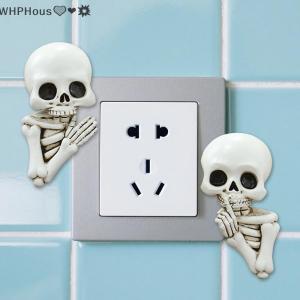 WP💓💛💖 Funny Keep Quiet Skeleton Statue Halloween Window Peeker Door Corner Decor Horror Resin Skull Figurines Gothic Wall Sculpture