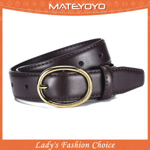 MATEYOYO Women Belts Retro Elegant Needle Buckle Design Adjustable Girls Ladies Belt Second-layer Cowhide Long Straps Waistbands Dress Coat Alloy Buckle Decorations