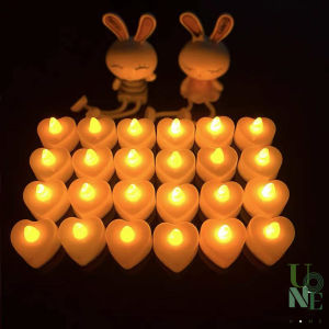 UoneHome พร้อมส่ง ♥ H036 เทียนไฟ LED โคมไฟเทียนหลากสี รูปหัวใจ 1ชิ้น เทียนปลอม แต่งบ้าน/ห้องนอน/งานปาร์ตี้/งานวันเกิด