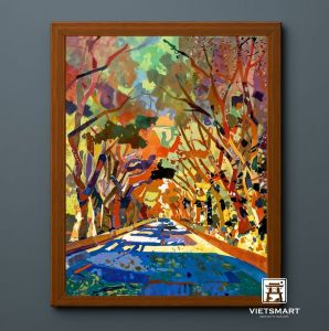 Tranh Nghệ thuật "Con Đường Mùa Thu" VIETSMART ART - Acrylic trên toan vải 45 x 60cm