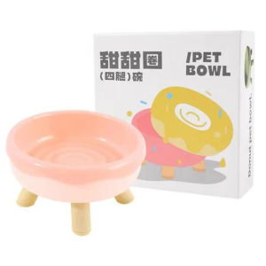 Donut Dog Cat Food Bowl Pet Anti-Overturned Water Drinking Feeder To Protect Cervical Spine