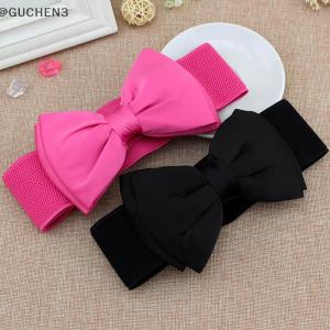 GUCHEN3🦋 Phụ nữ mới Bowknot cummerbunds đàn hồi Bow rộng căng bukle Dây thắt lưng vành đai thời trang cô gái ăn mặc Phụ Kiện Thắt lưng Thắt lưng