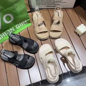 [Free Shipping] WomenS Thick-Soled Sandals For Outdoor Wear New Summer Korean Style Student Open-Toe Flat Roman Shoes