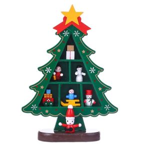 XYAX Ornament Wooden Christmas Tree Creative Stereo Tabletop Fireplaces Xmas Scene Layout Handmade Mini Christmas Trees Christmas Decorations