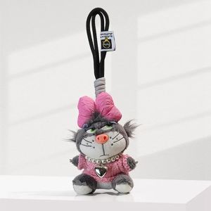 XUNXUAN Bow Lucifer Cat Pendant Key Chain Stuffed Animal Plush Doll Keychain Car Key Chain Key Ring Gift Jewelry
