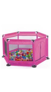 คอกเด็ก คอกกั้นหกเหลี่ยม คอกผ้าตาข่าย 6เหลี่ยม ฟรีลูกบอล 30 ลูก