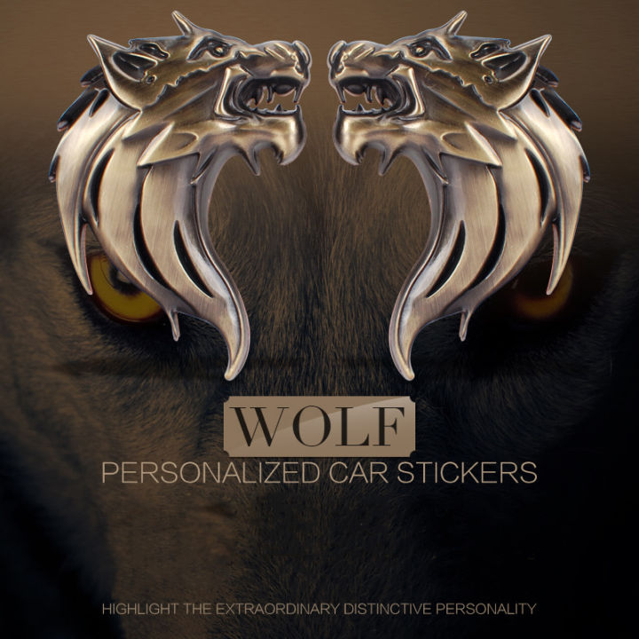 2 Cái/cặp (Trái + Phải) Miếng Dán Ô Tô Xe Máy Đầu Sói Kim Loại 3D Logo ...