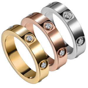 Classic Round Ring Men Women Fashion Pave Zircon Stainless Steel Finger Ring For Men Women Jewelry Gift