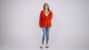 Caracilia  Womens Oversized Cardigan Sweater Long Sleeve Button Open Knit Sweater  2025  Autumn Fashion Clothing