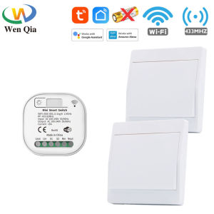 WenQia Tuya Công Tắc Đèn Thông Minh WiFi Và Rf Công Tắc Treo Tường Tự Cấp Nguồn Không Dây Động Học Không Cần Pin Mô-đun Hẹn Giờ 2 Chiều 220V 240V 16A Hoạt Động Với Alexa