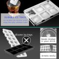 TEGOOL Ice Cube Trays, Stainless Steel Lid Ice Cube tray with Suction Cup Super Easy Release Molds,Durable and Dishwasher Safe for Cocktail,Freezer,Whiskey,Chocolate (Silver). 